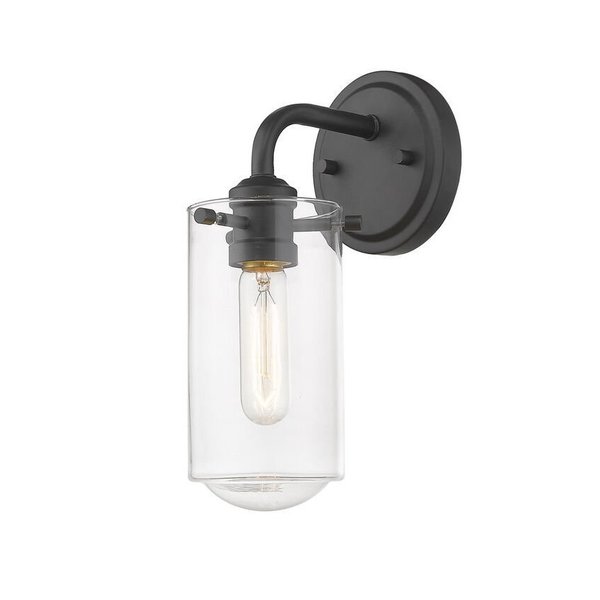 Z-Lite Delaney 1 Light Wall Sconce, Matte Black & Clear 471-1S-MB